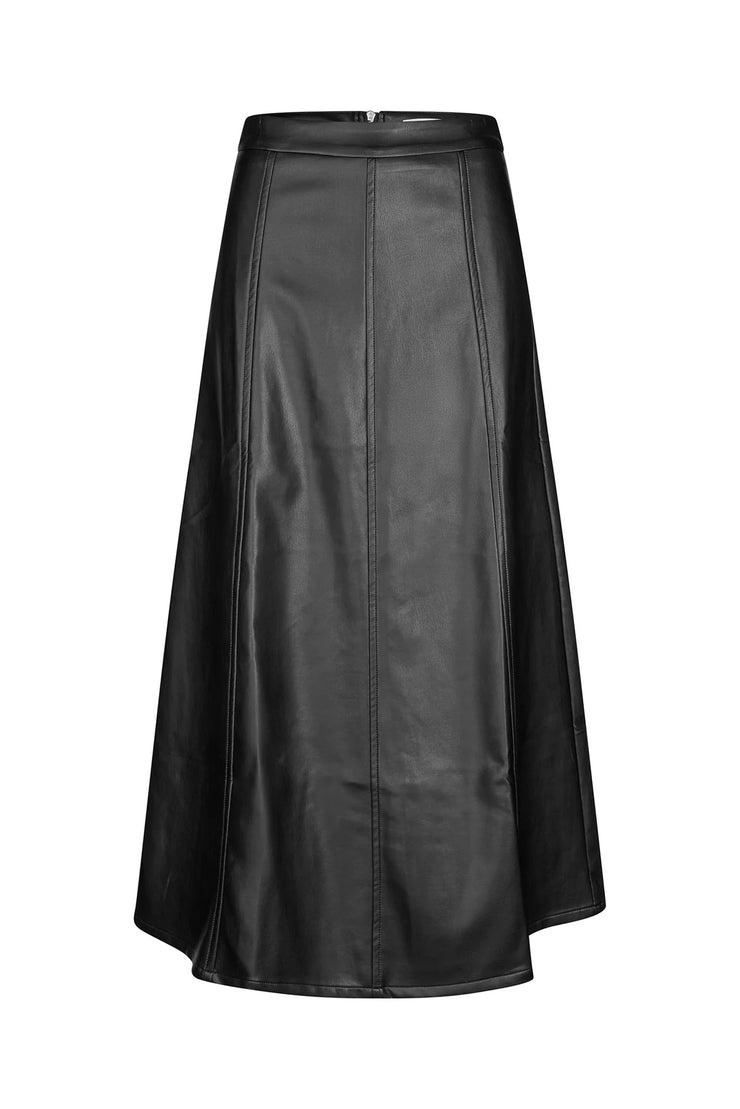 Lollys Laundry Lazise Faux Black Leather Maxi Skirt
