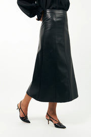 Lollys Laundry Lazise Faux Black Leather Maxi Skirt