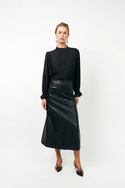 Lollys Laundry Lazise Faux Black Leather Maxi Skirt