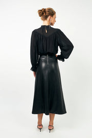 Lollys Laundry Lazise Faux Black Leather Maxi Skirt