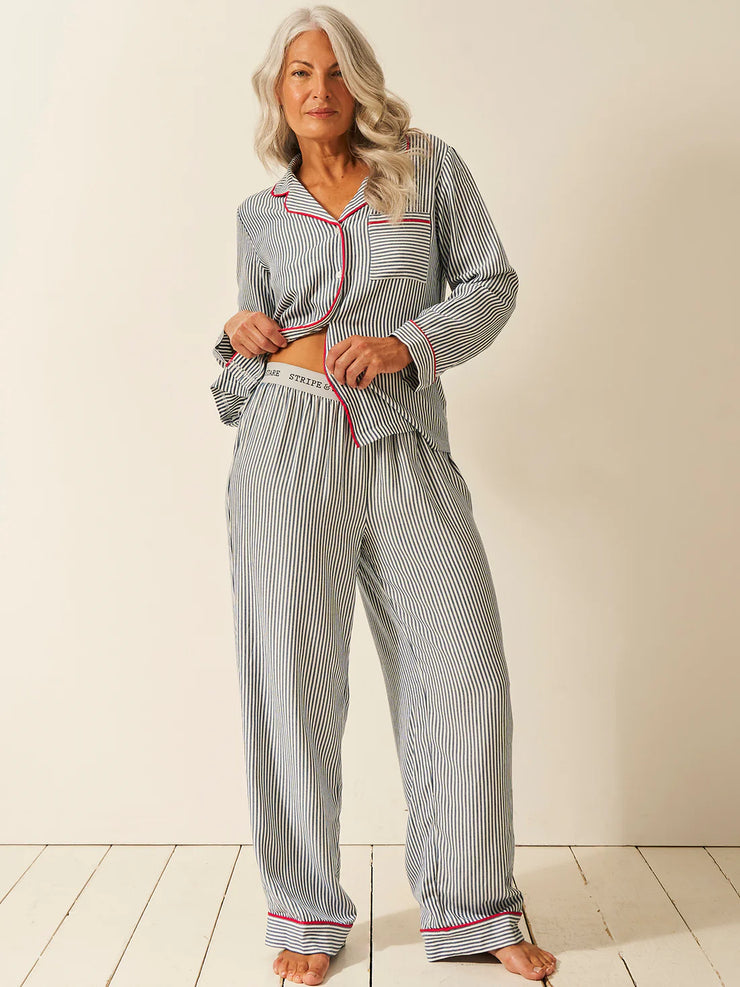 Stripe & Stare Stripe Long Pyjama Bottoms - Midnight Stripe