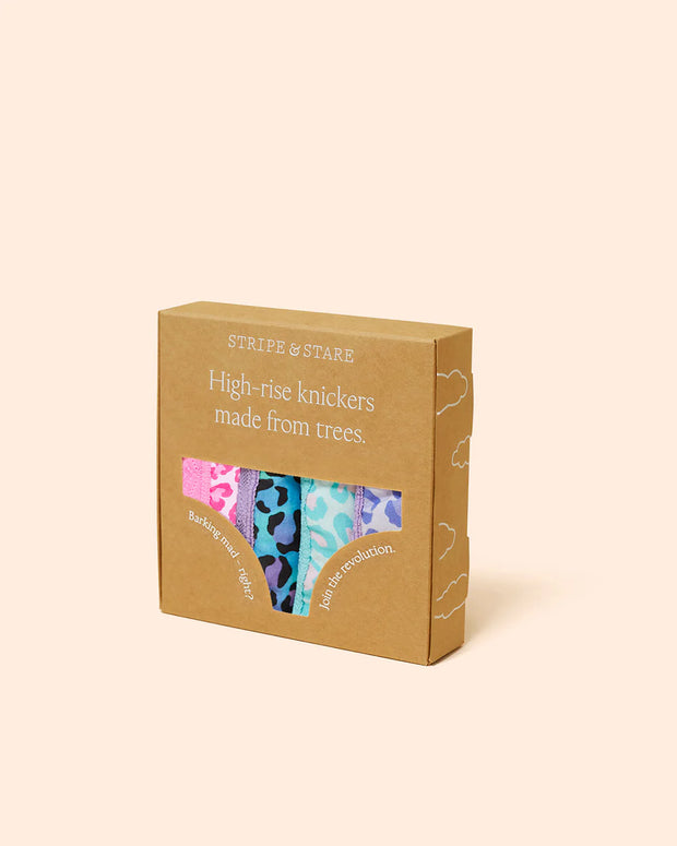 Stripe & Stare High Rise Knickers Box of 4 - Classic Leopard