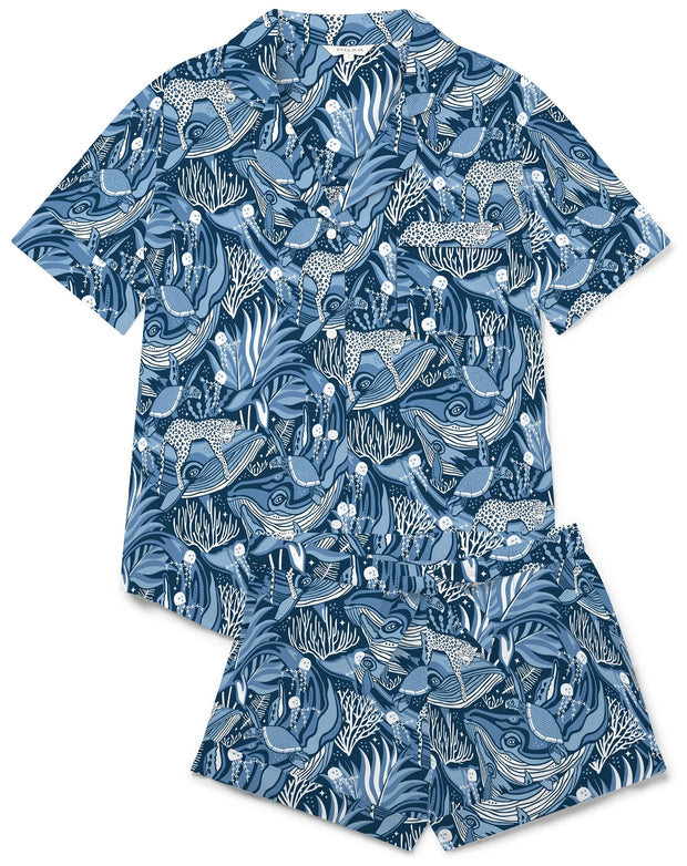 Myza Pyjama Set - Short Sleeve Short Ocean Blue
