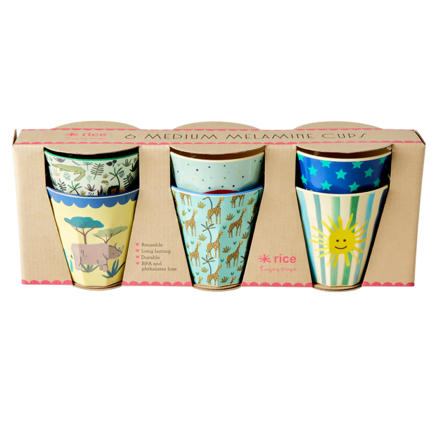 Rice Melamine Cups - Fun Times Blues