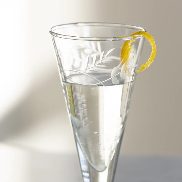 Etched Prosecco Glasses - Rambling Vine