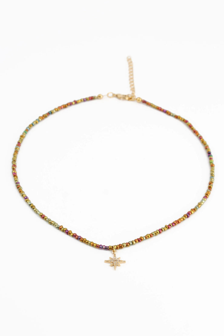 My Doris Rainbow Beaded Star Necklace