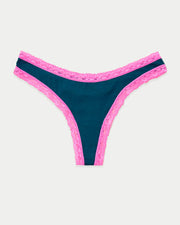 Stripe & Stare Single Thong - Midnight Neon Pink