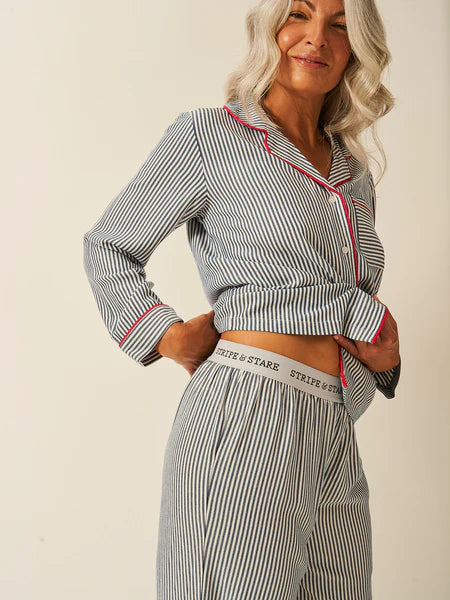 Stripe & Stare Stripe Long Pyjama Bottoms - Midnight Stripe