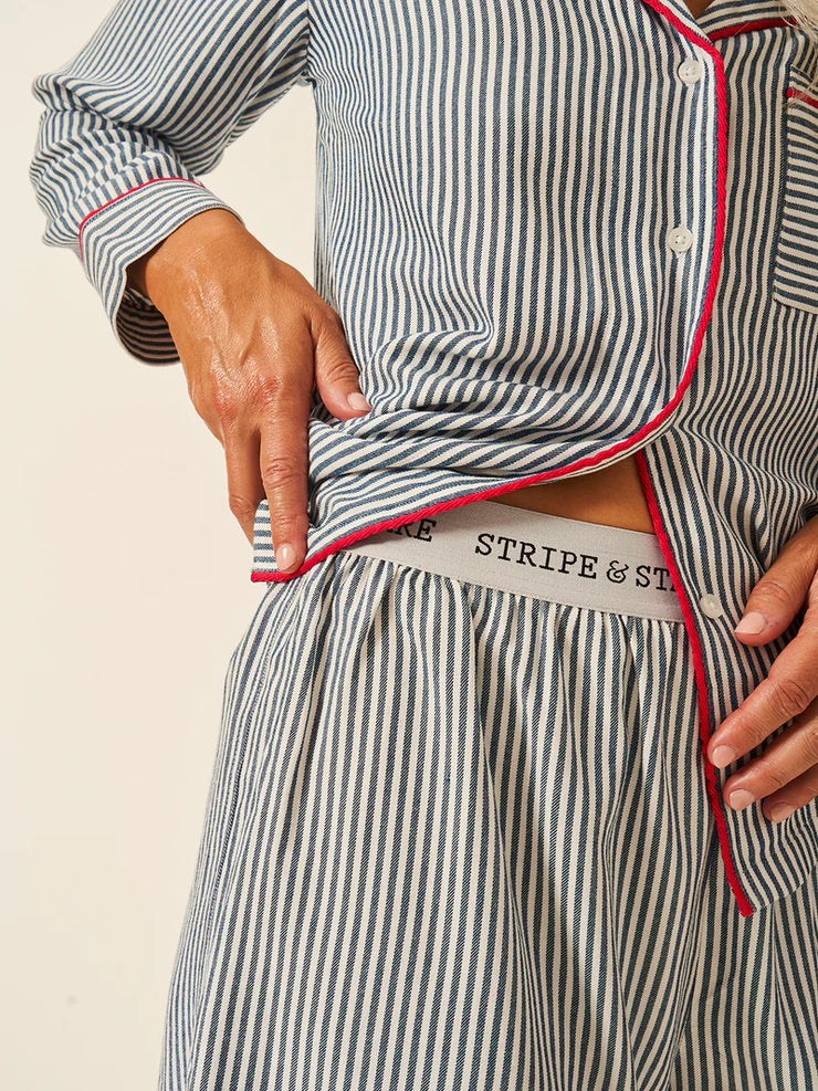 Stripe & Stare Stripe Pyjama Shorts - Midnight Stripe