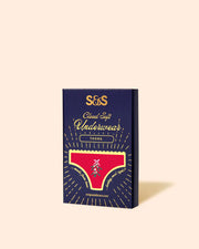 Stripe & Stare Single Thong - Mistletoe Embroidery