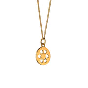 Lime Tree Disc Necklace With Cut Out Flower - Silver or Gold