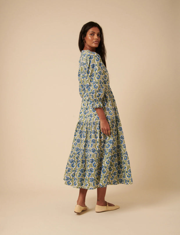 Nobody's Child Blue & Green Printed Luna Midi Dress