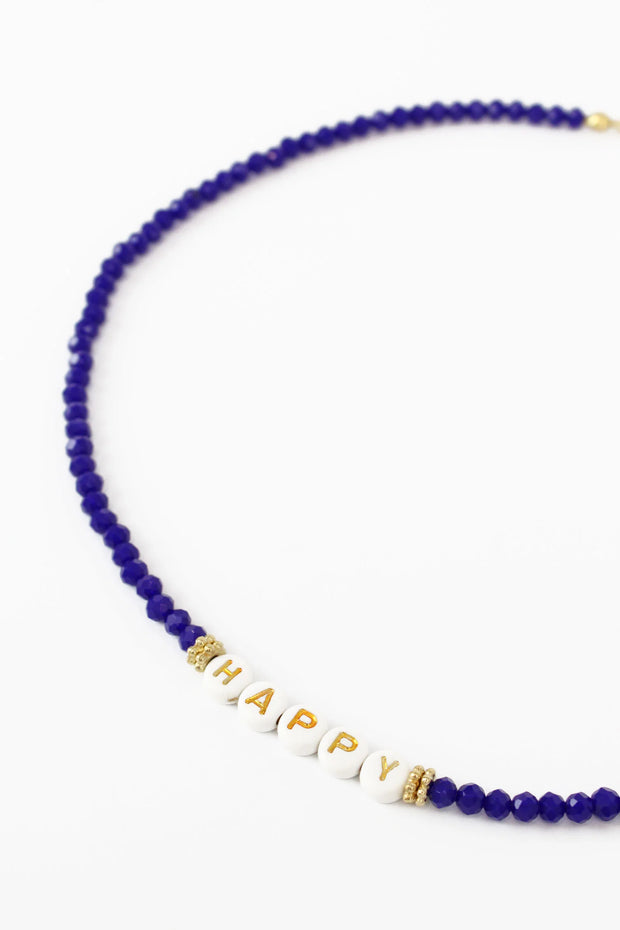 My Doris Beaded Necklace - Electric Blue 'Happy'