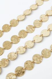 My Doris Gold Hammered Disc Necklace - Long