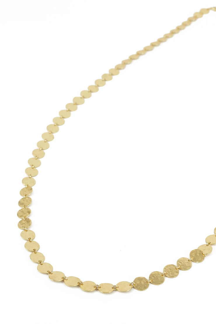 My Doris Long Gold Hammered Disc Necklace