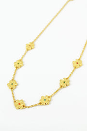 Gold Hammered Flower Necklace