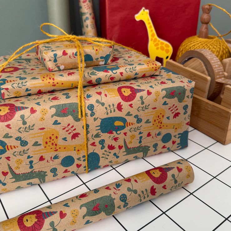 Recycled 5m Roll of Wrapping Paper - Animals