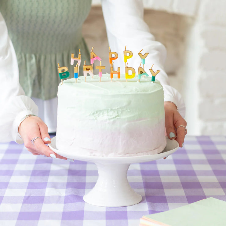 Happy Birthday Rainbow Gold Dipped Candles