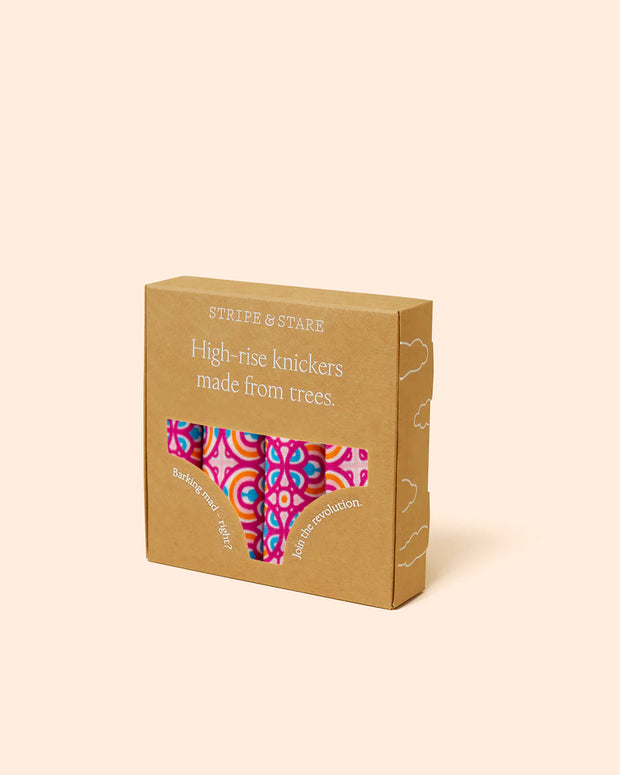 Stripe & Stare High Rise Knickers Box of 4 - Retro Geo