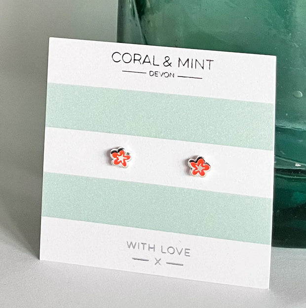 Coral & Mint Neon Coral Bubble Flower Studs