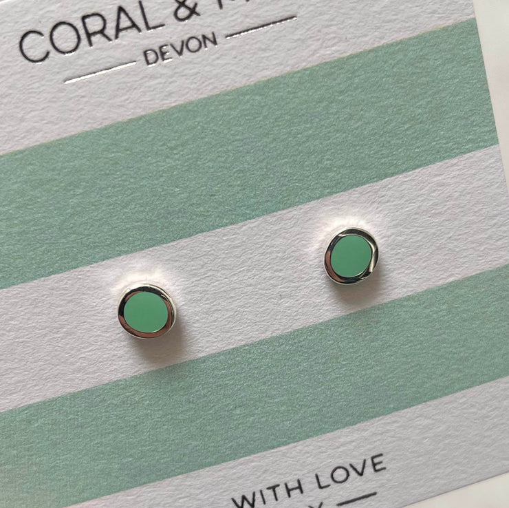 Coral & Mint Neon Pastel Green Studs