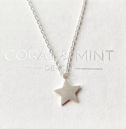 Coral & Mint Birthday Girl! Silver Star Necklace Card