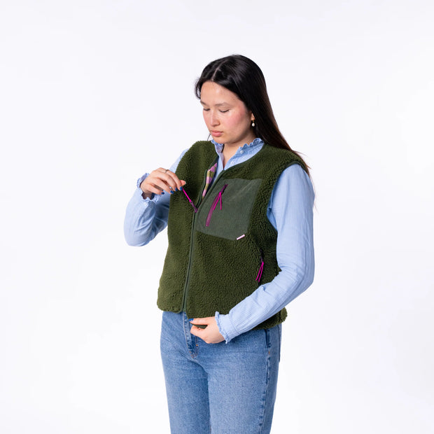 Billybelt Women's Sleeveless Sherpa Gilet - Khaki