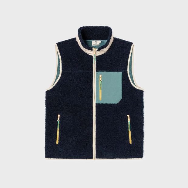 Billybelt Sleeveless Sherpa Gilet - Navy & Green