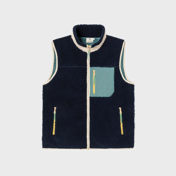 Billybelt Sleeveless Sherpa Gilet - Navy & Green