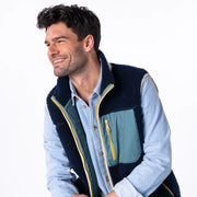 Billybelt Sleeveless Sherpa Gilet - Navy & Green