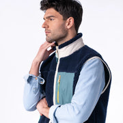 Billybelt Sleeveless Sherpa Gilet - Navy & Green