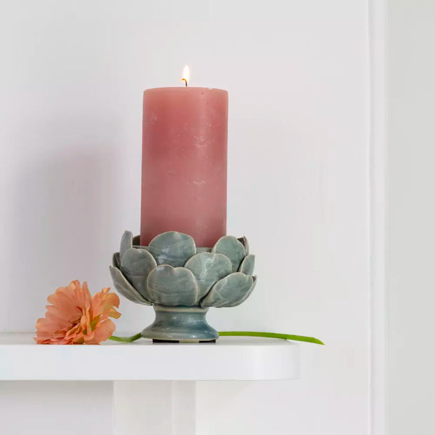 Artichoke Pillar Candle Holder - Sage