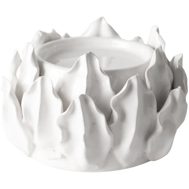 Artichoke Pillar Candle Holder - White