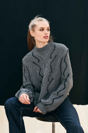 Jumper 1234 Cashmere Overstitch Cable Turtle Neck
