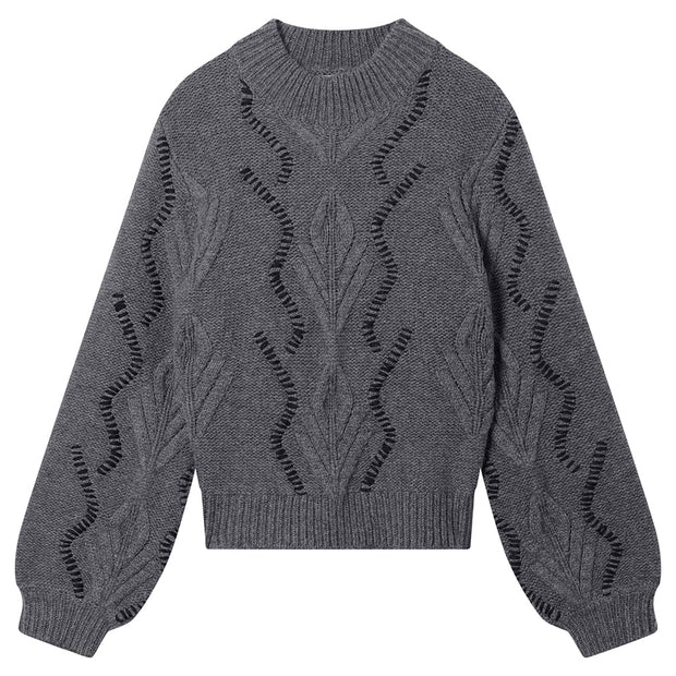 Jumper 1234 Cashmere Overstitch Cable Turtle Neck
