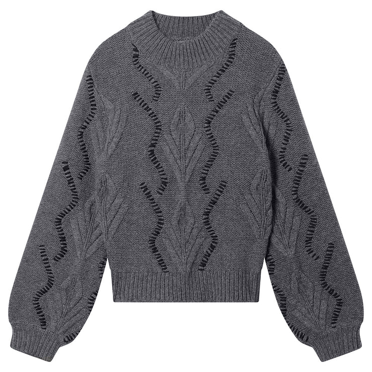 Jumper 1234 Cashmere Overstitch Cable Turtle Neck