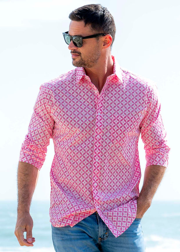 Frangipani Men's Shirts - Star Light Pink