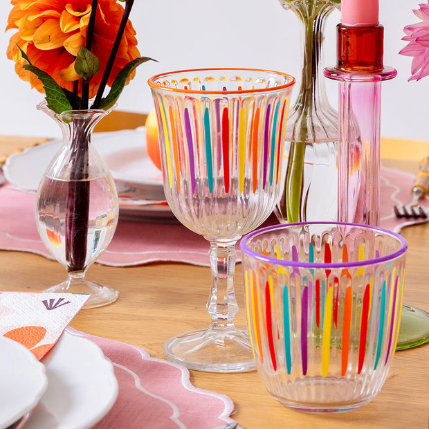 Bright Striped Multi Colour Glasses - Wine Glasses