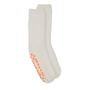 Slipper Socks - White & Neon Orange