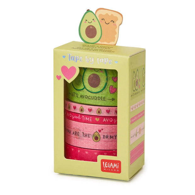 Legami Set of 5 Decorative Avocado Paper Sticky Tapes