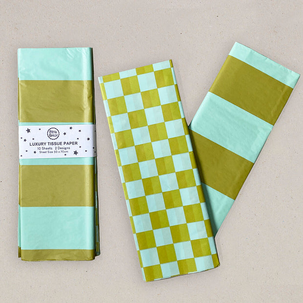 Petra Boase Tissue Paper - Pale Olive & Turquoise
