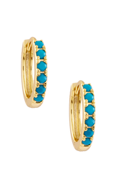 Atelier 18 Turquoise Midi Hoops with Flower Charm