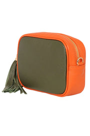 Beau Crossbody Bag - Khaki & Orange Pebbled