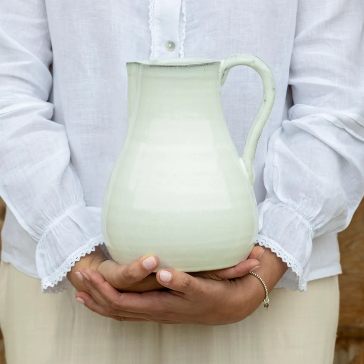Tall White Glazed Jug