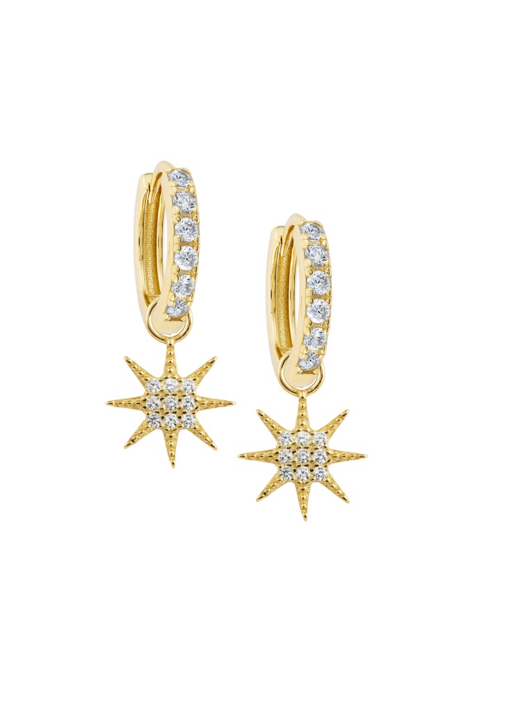 Atelier 18 Zirconia Midi Hoops with Shining Stars