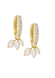 Atelier 18 Zirconia Midi Hoops with Pearl Cluster