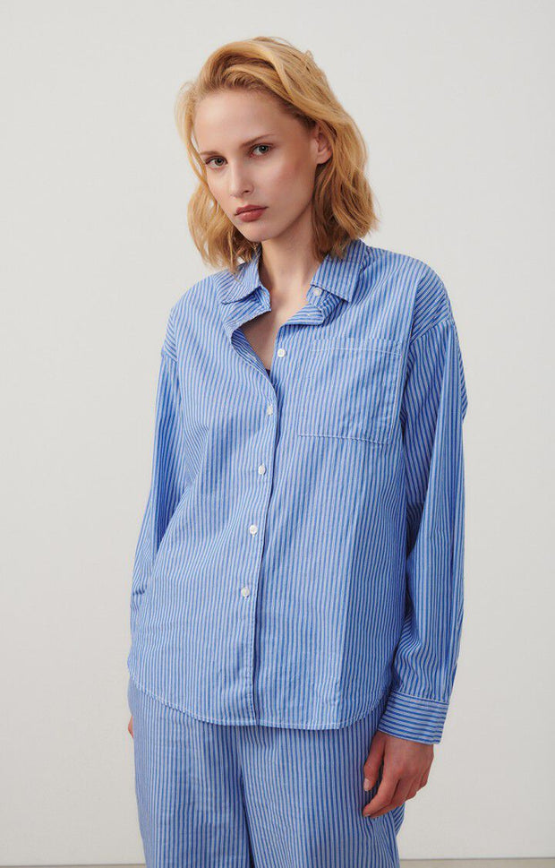 American Vintage Zatybay Shirt - Aqua Stripes