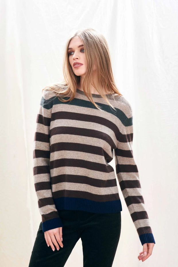Jumper 1234 Gradient Stripe Cashmere Crew - Browns