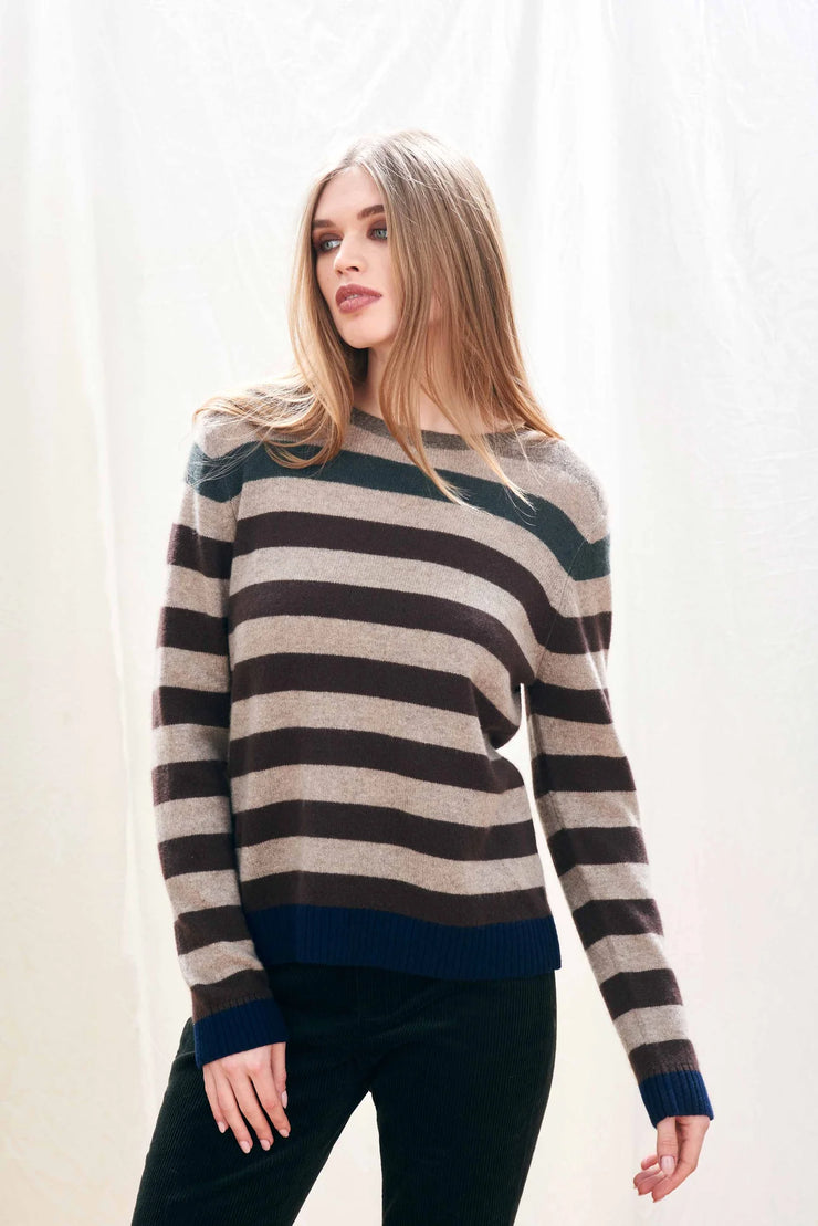 Jumper 1234 Gradient Stripe Cashmere Crew - Browns