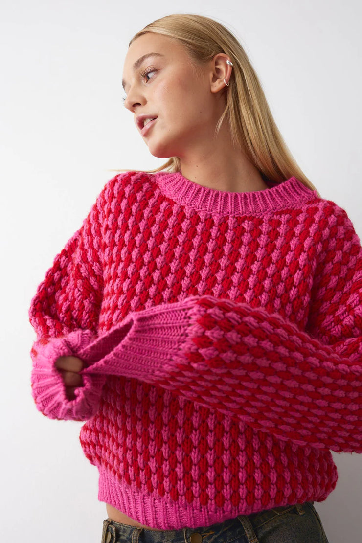 Noella Gio Knit Jumper Pink Red Mix